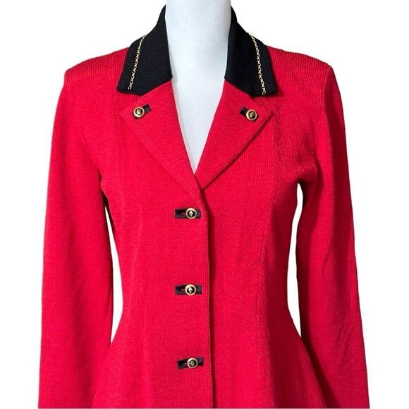 Toula Red Military Knit Blazer Gold Detailing Sz 4 NWT - Picture 5 of 15